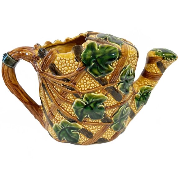 Vintage HALDON GROUP Ceramic Watering Can Lattice Ivy Leaf Japan Pottery - Picture 2 of 9